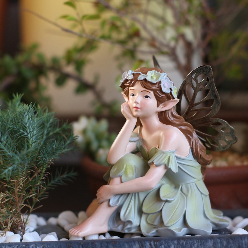 Bonsai Garden Accessories - Creative Resin Old Flower Fairy Girl