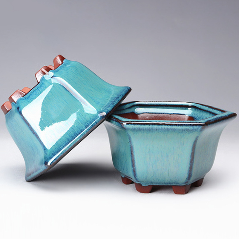 Mini Bonsai Zen Garden - Pottery Flower Pot Bowl Glazed Ceramic