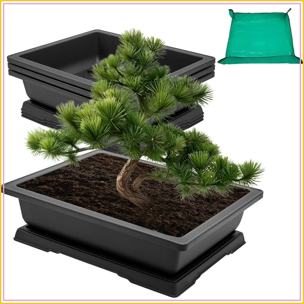 Bonsai Repotting Mat - 3-Pack 18-Inch Bonsai Training Pots with