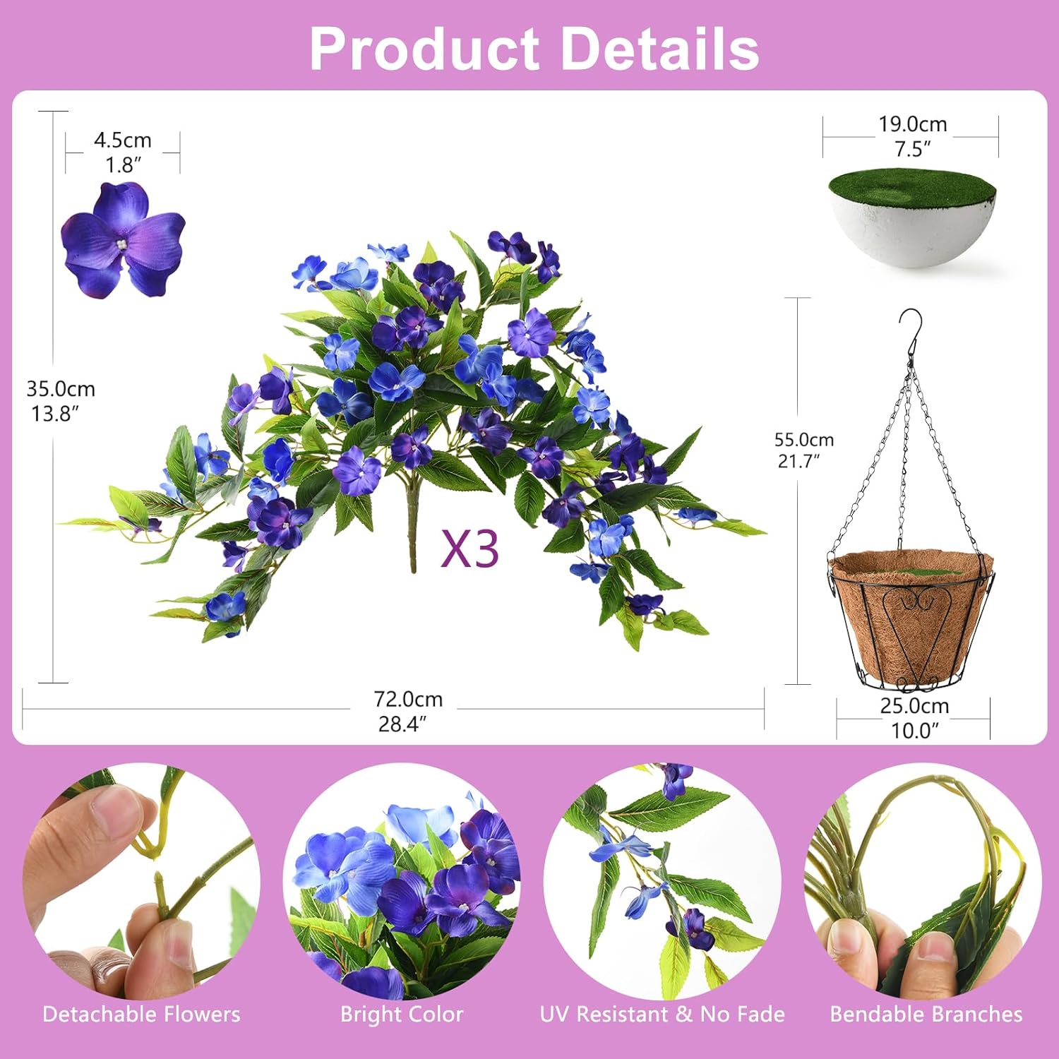 Realistic Fake Hanging Flowers - огляд і ціна Bonsai Garden Images