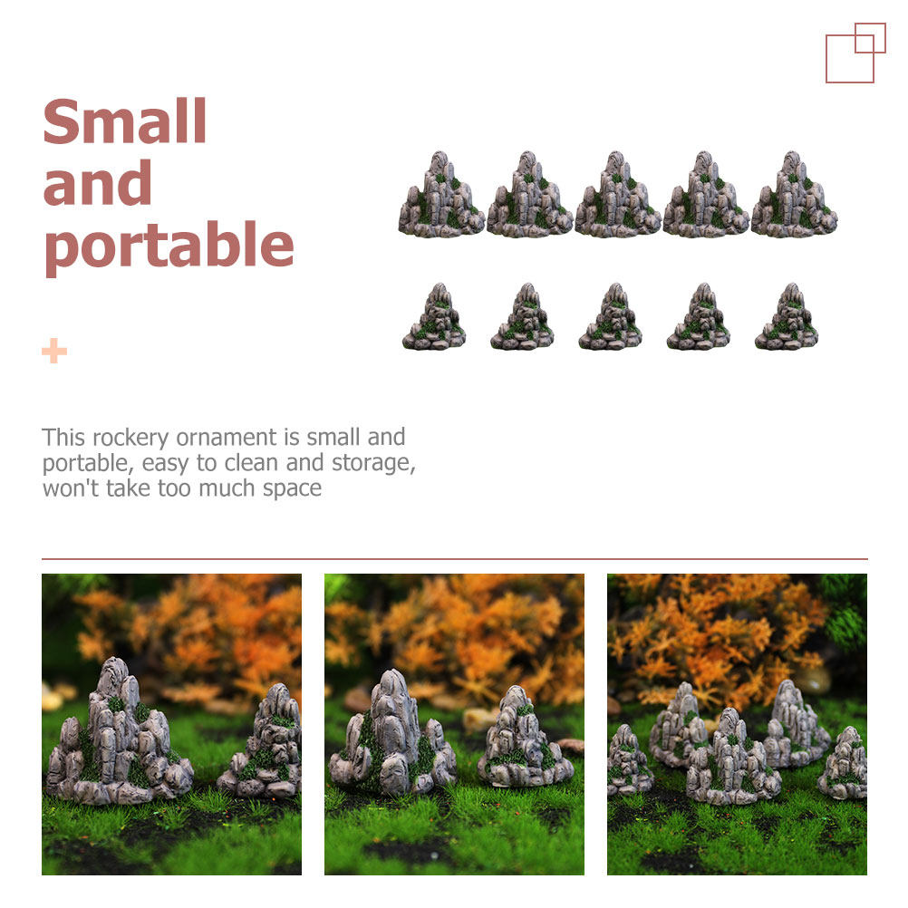 10Pcs Decorative Resin Rockery - огляд і ціна Mini Bonsai Zen Garden