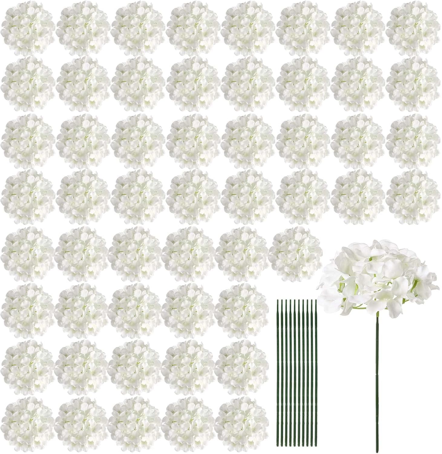 64 PCS Silk Hydrangea Flowers  - огляд і ціна Bonsai Garden Images