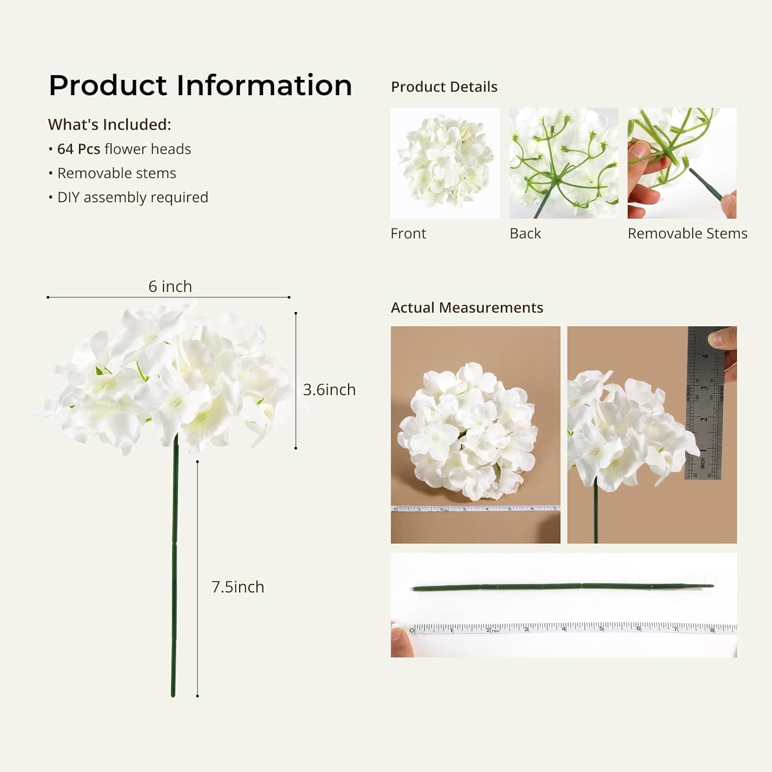 64 PCS Silk Hydrangea Flowers  - огляд і ціна Bonsai Garden Images